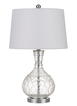  BO-2916TB - 150W Nador Glass Table Lamp With Taper Drum Hardback Fabric Shade