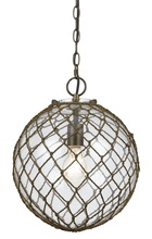  FX-3576/1P - 15" Inch Tall Glass Pendant In Glass Rope Finish