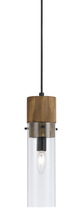 CAL Lighting FX-3583-1P - 13 3/8" Tall Glass Pendant in Dark Bronze Wood Finish