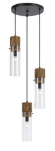 CAL Lighting FX-3583-3 - 13 3/8" Glass Pendant in Dark Bronze Wood Finish