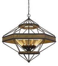 CAL Lighting FX-3702-9 - 33.5" Height Pine Wood and Metal Fixture in Wood and Black Finish