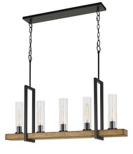  FX-3704-5 - Vienna 60W X 5 Pine Wood Island Chandelier  (Edison Bulbs Not included)