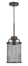  FX-3720-1 - Aberdeen Mesh Metal/Wood Pendant Light (Edison Bulb Not included)