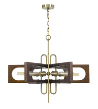  FX-3728-6 - 60W X 6 Sneek Metal/Wood Chandelier (Edison Bulbs Are Not included)