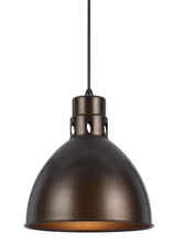 CAL Lighting UP-1109-6-RU - 10.75" Tall Metal Pendant in Dark Bronze