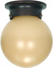  60/1279 - 1 Light - 6" Flush with Champagne Linen Washed Glass - Mahogany Bronze Finish Finish