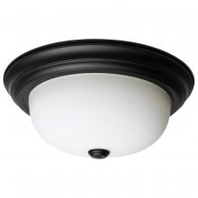  60/128 - 2 Light; 13 Inch; Flush Mount; Matte Black Finish; Opal Glass