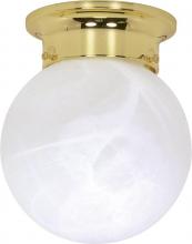  60/255 - 1 Light - 6" Flush with Alabaster Glass - Polished Brass Finish Finish