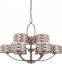  60/4730 - Harlow - 9 Light Chandelier with Khaki Fabric Shades - Hazel Bronze Finish