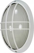  60/528 - 1 Light - 13" Large Oval Cage Bulkhead - Semi Gloss White Finish