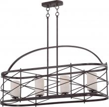  60/5338 - Ginger - 4 Light Island Pendant with Satin White Glass - Old Bronze Finish