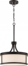  60/6327 - Denver - 2 Light Pendant with Satin White Glass - Mahogany Bronze Finish