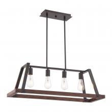 Nuvo 60/6894 - Outrigger - 4 Light Island Pendant with - Mahogany Bronze and Nutmeg Wood Finish