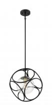  60/6945 - Aurora - 1 Light Mini Pendant with Seeded Glass - Black and Vintage Brass Finish