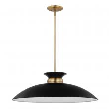  60/7462 - Perkins; 1 Light; Large Pendant; Matte Black with Burnished Brass