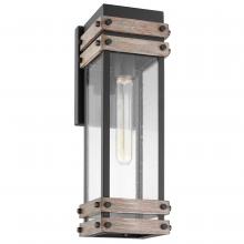  60/7541 - Homestead; 1 Light; Medium Wall Lantern; Matte Black & Wood Finish with Clear Seeded Glass