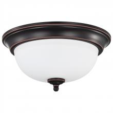  62/1558 - Center Lock 13 Inch LED Flush Mount; 19 Watt; 3000K; Mahogany Bronze Finish; Frosted Glass