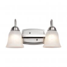  62/1568 - 15 Watt; LED 2 Light Vanity Fixture; 3000K; Brushed Nickel with Alabaster Glass