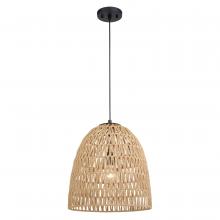  P0404 - Nassau 14-in. 1 Light Pendant Matte Black and Natural Rope