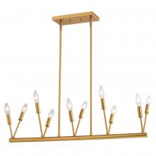  H0306 - Warwick 32.25-in. W 10 Light Linear Chandelier Natural Brass