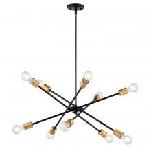  H0301 - Gresham 32-in. 10 Light Chandelier Antique Gold with Matte Black