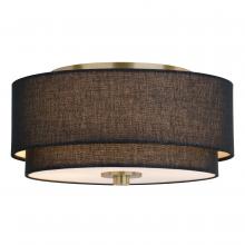  C0309 - Burnaby 13-in. 2 Light Flush Matte Brass with Black Fabric