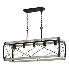  H0263 - Montclare 35-in. 5 Light Linear Chandelier Textured Black and White Ash