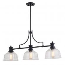  H0293 - Beloit 36.5-in 3 Light Linear Chandelier Matte Black