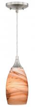 Vaxcel International P0174 - Milano 4.75-in Mini Pendant Toffee Swirl Glass Satin Nickel