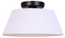 Canarm IFM1201A13BK - 1 Lt Flush Mount, White Ribbed Fabric Shade, 60W Type A, 13.25inch W x 7inch H