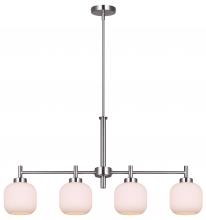  ICH1200A04BN - 4 Lt Rod Chandelier, Flat Opal Ribbed Glass, 60W Type A