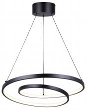  LCH259A20BK - LIVANA 1 Light Matte Black Modern Chandelier with Integrated LED for Dining Rooms and Living Rooms