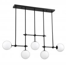  PF101-5LBR-BLK - PHOENIX 5-Light Bar in a Black finish with White Glass globes