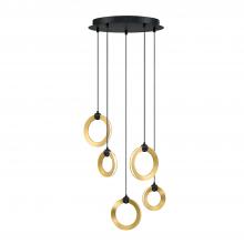  PF328-5LPA-BLK/BRS - 5 LIGHT LED PENDANT PAN