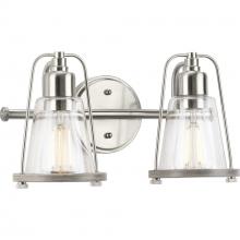 Progress P300296-009 - Conway Collection 2-Light Brushed Nickel Clear Seeded