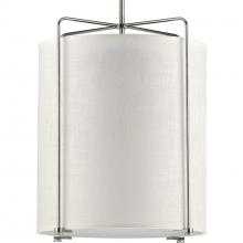  P500139-009 - Kempsey Collection Three-Light Brushed Nickel Summer Linen Shade Farmhouse Pendant Light