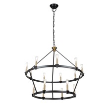  AC11985BB - Notting Hill Collection 15-Light Chandelier Black and Brushed Brass