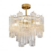 Artcraft AC12103BR - Sophia 5 Light Semi Flush Mount, Brass with Tronchi Style Glassware