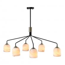 Artcraft SC13376BB - Crema 6 Light Chandelier, Black, Brushed Brass with Alabaster style glass