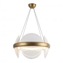  CH13922-VBCR-UNV - Taurus 22-in Vintage Brass/Clear Ribbed Glass LED Chandelier