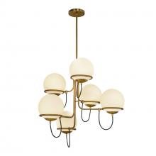  CH458632AGOP - Alba 32-in Aged Brass/Opal Glass 6 Lights Chandelier