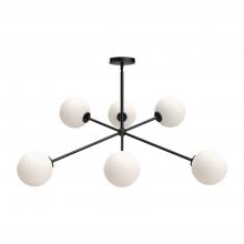  CH549640MBOP - Cassia 40-in Matte Black/Opal Matte Glass 6 Lights Chandeliers