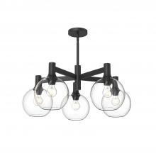  CH506129MBCL - Castilla 29-in Clear Glass/Matte Black 5 Lights Chandeliers