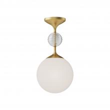  SF415308BGOP - Celia 8-in Brushed Gold/Opal Glass 1 Light Semi Flush Mount