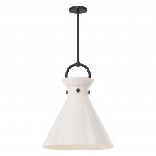 Alora Lighting PD412518MBGO - Emerson 18-in Matte Black/Glossy Opal Glass 1 Light Pendant