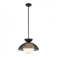  PD490114MBOP - Perth 14-in Matte Black/Opal Glass 1 Light Pendant