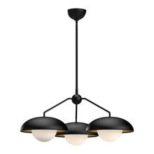  CH522328MBOP - Rubio 28-in Matte Black/Opal Matte Glass 3 Lights Chandeliers