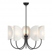  CH450732MBCW - Seno 32-in Matte Black/White Cotton Fabric 5 Lights Chandeliers