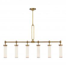  LP355652VBGO - Wynwood 52-in Vintage Brass/Glossy Opal 6 Lights Linear Pendant