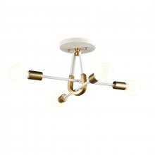  69314/4 - Sabine 20'' Wide 4-Light Semi Flush Mount - Textured White with Brushed Gold